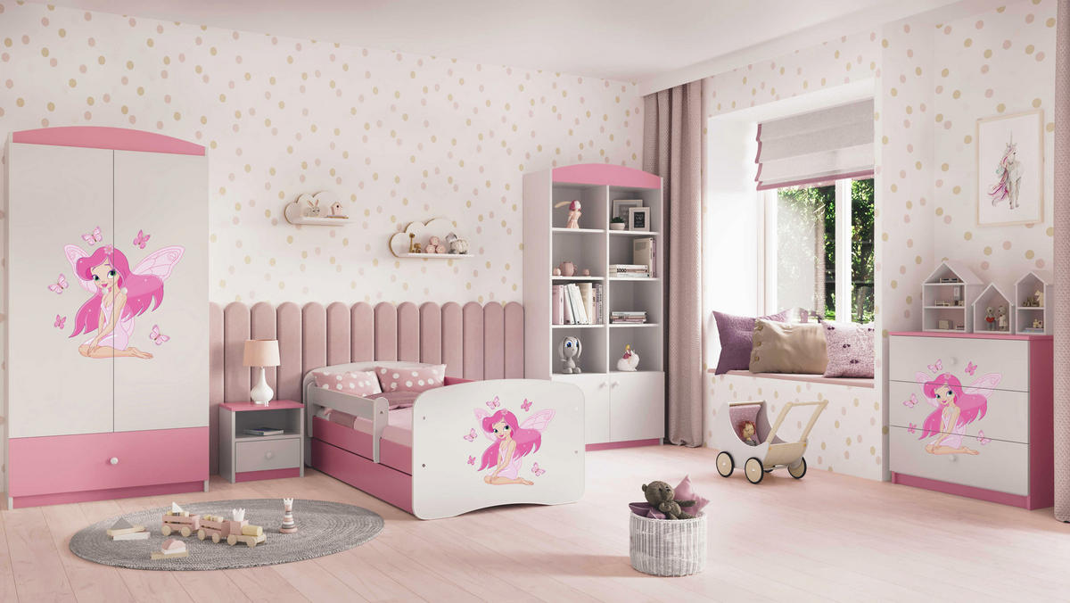 KINDERKLEIDERSCHRANK Elfe I - Hellrosa, Holzwerkstoff (90/175/52cm) - RAUMHIRSCH FURNITURE