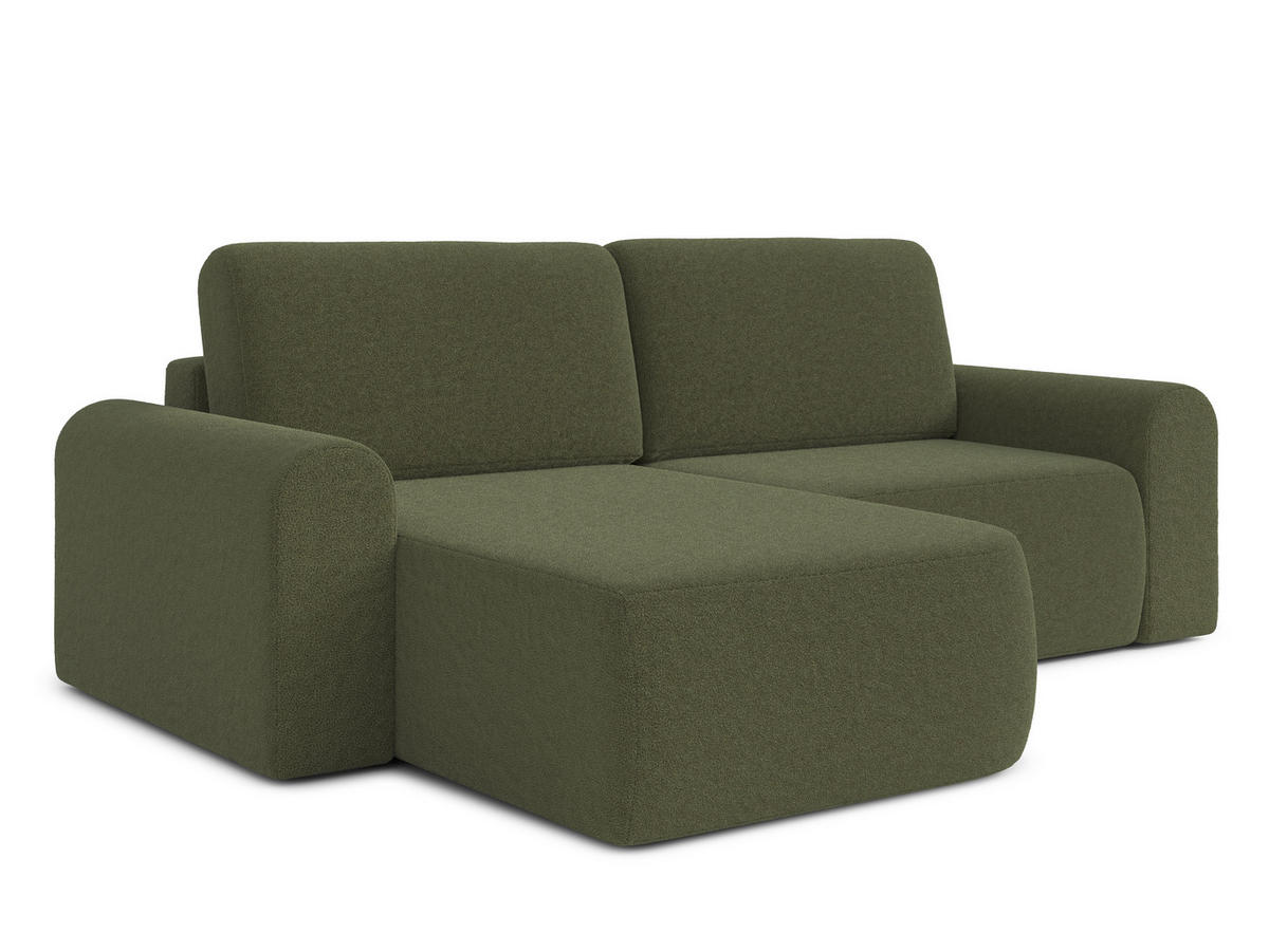 ECKSOFA L Form Otterton Olivgrün 250/180/95 cm Links mit Schlaffunktion - Schwarz/Grün, Kunststoff/Textil (180/250cm) - AX Living