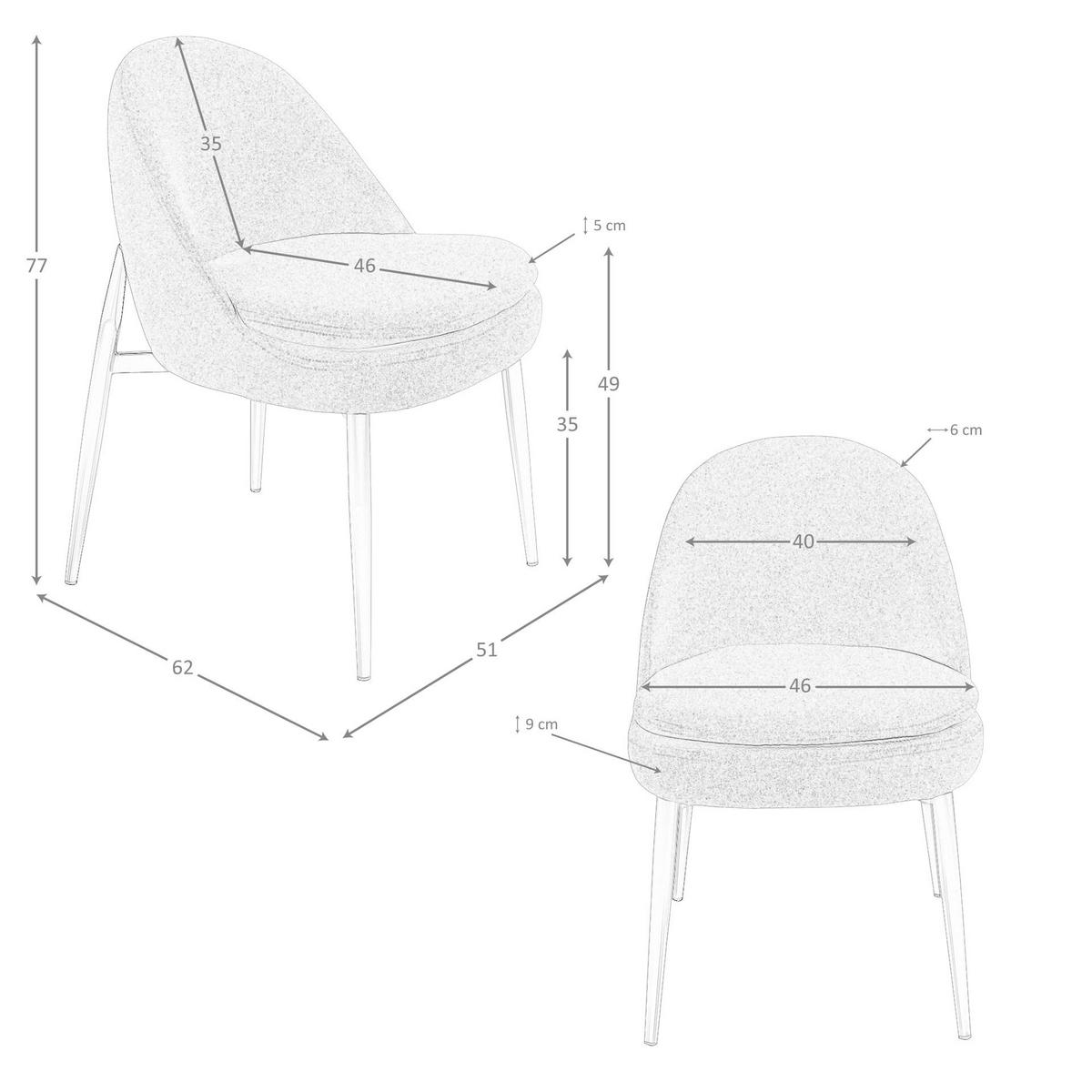 STUHL Stuhl aus dunkelbraunem Stoff 51/62/77 cm - Chromfarben/Dunkelbraun, Textil/Metall (51/77/62cm) - ANGEL CERDA