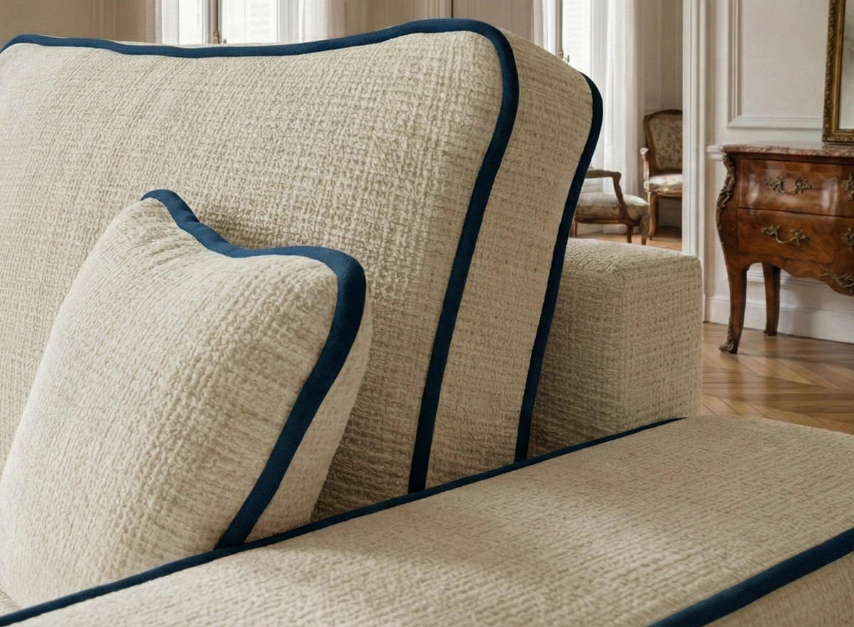 ECKSOFA MIT SCHLAFFUNKTION Modo Kupferfarbe Chenille-Stoff - Links Seite - Creme/Schwarz, Holz/Holzwerkstoff (185/294cm) - Maison de Reve