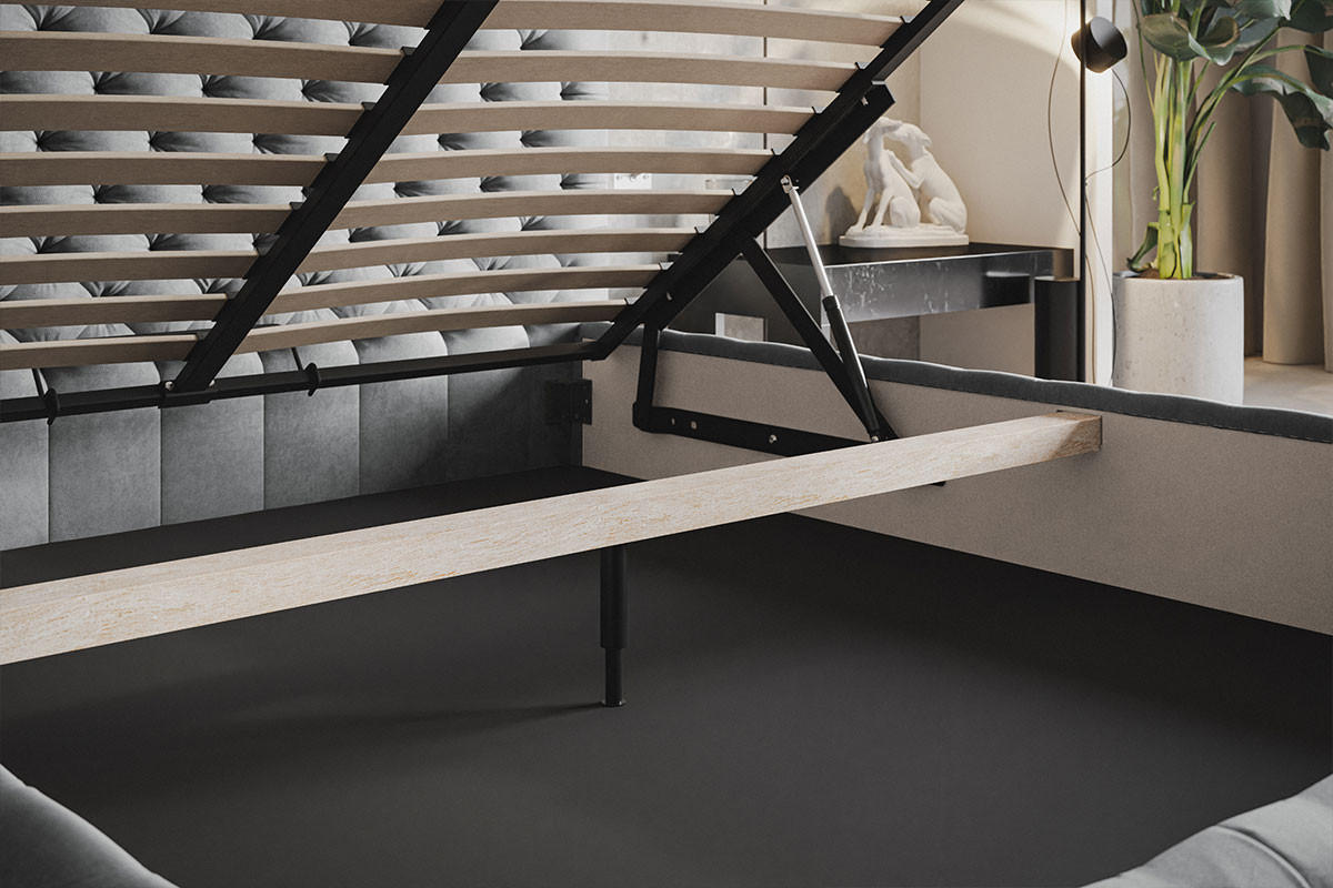 POLSTERBETT 200x200 mit Metall Lattenrost Furis, Glamour, Dunkelgrau - Dunkelgrau, Holz/Textil (200/200cm) - Emporius