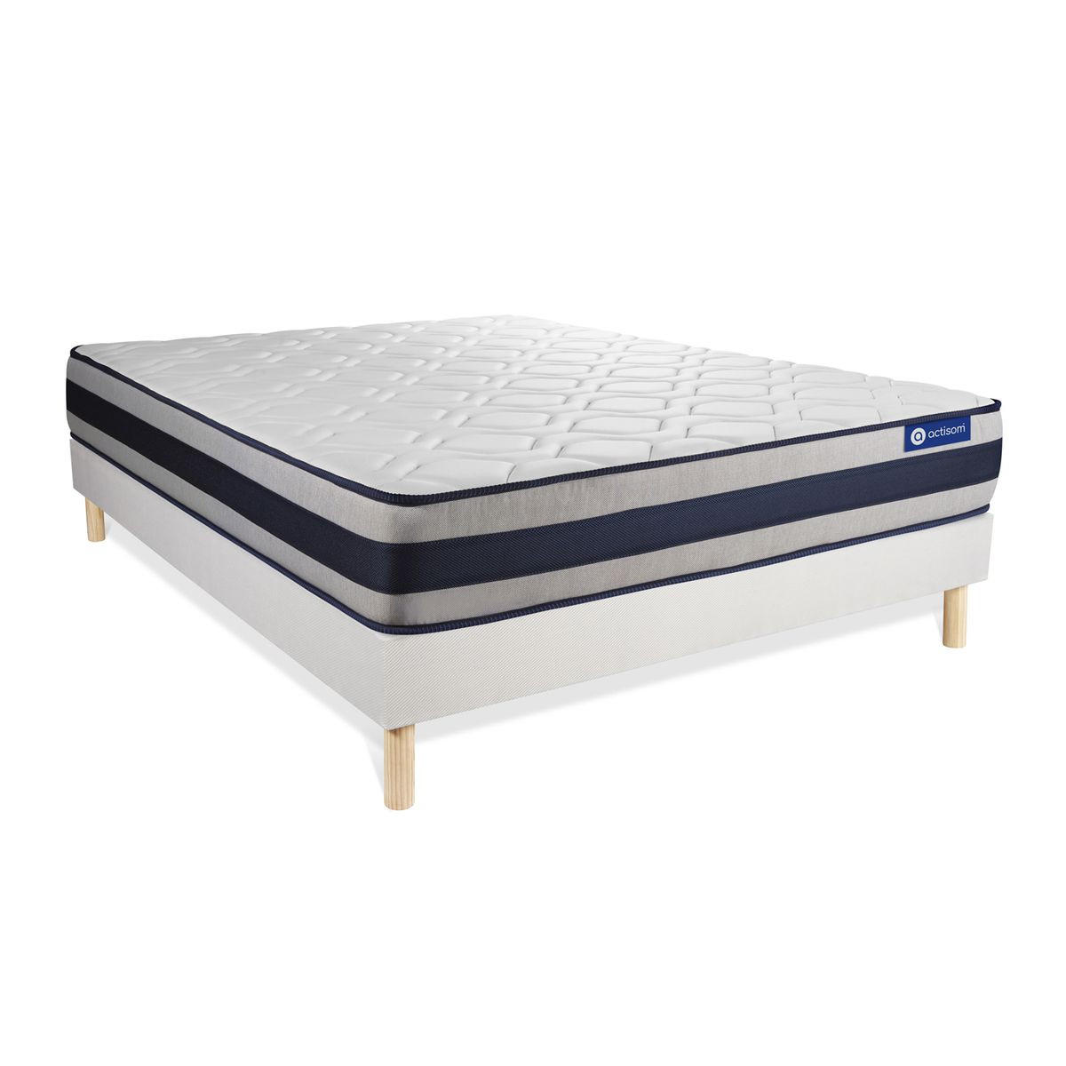 BETT Actimemo ergo Memory-Schaum 130 x 220 cm h3 - Kit Bettgestell Weiß - Beige/Weiß, Karton/Holz (130/220cm) - ACTISOM