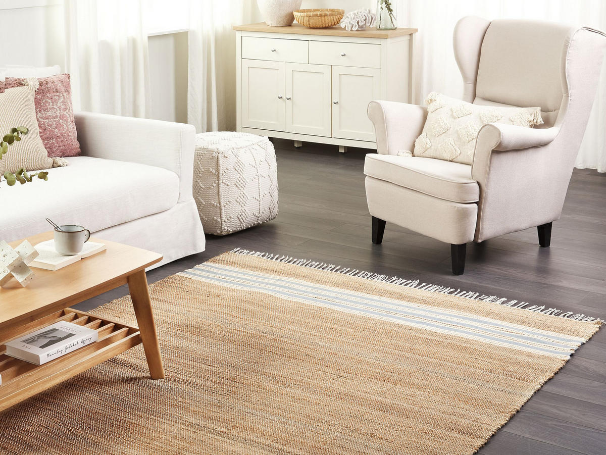 TEPPICH geflochten Mirza 230/160 cm - Beige, Naturmaterialien (160/230cm) - Beliani