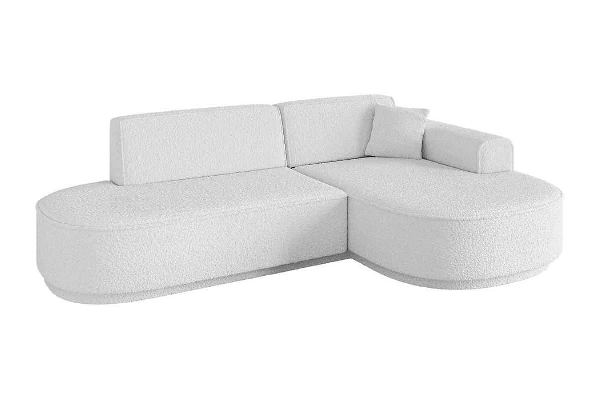ECKSOFA Ottomane Rechts MARI-L1 - 232x163x81 cm Weiß Bouclé - Schwarz/Weiß, Holzwerkstoff/Kunststoff (234/163cm) - ALTDECOR