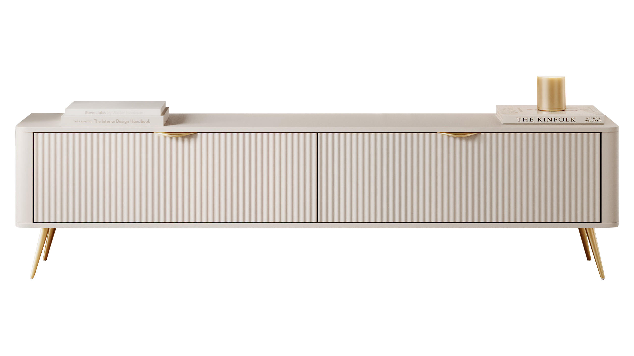 TV-ELEMENT Lante 200 2D - Beige/Goldfarben, Holzwerkstoff/Metall (200/52/38cm) - MIRJAN24