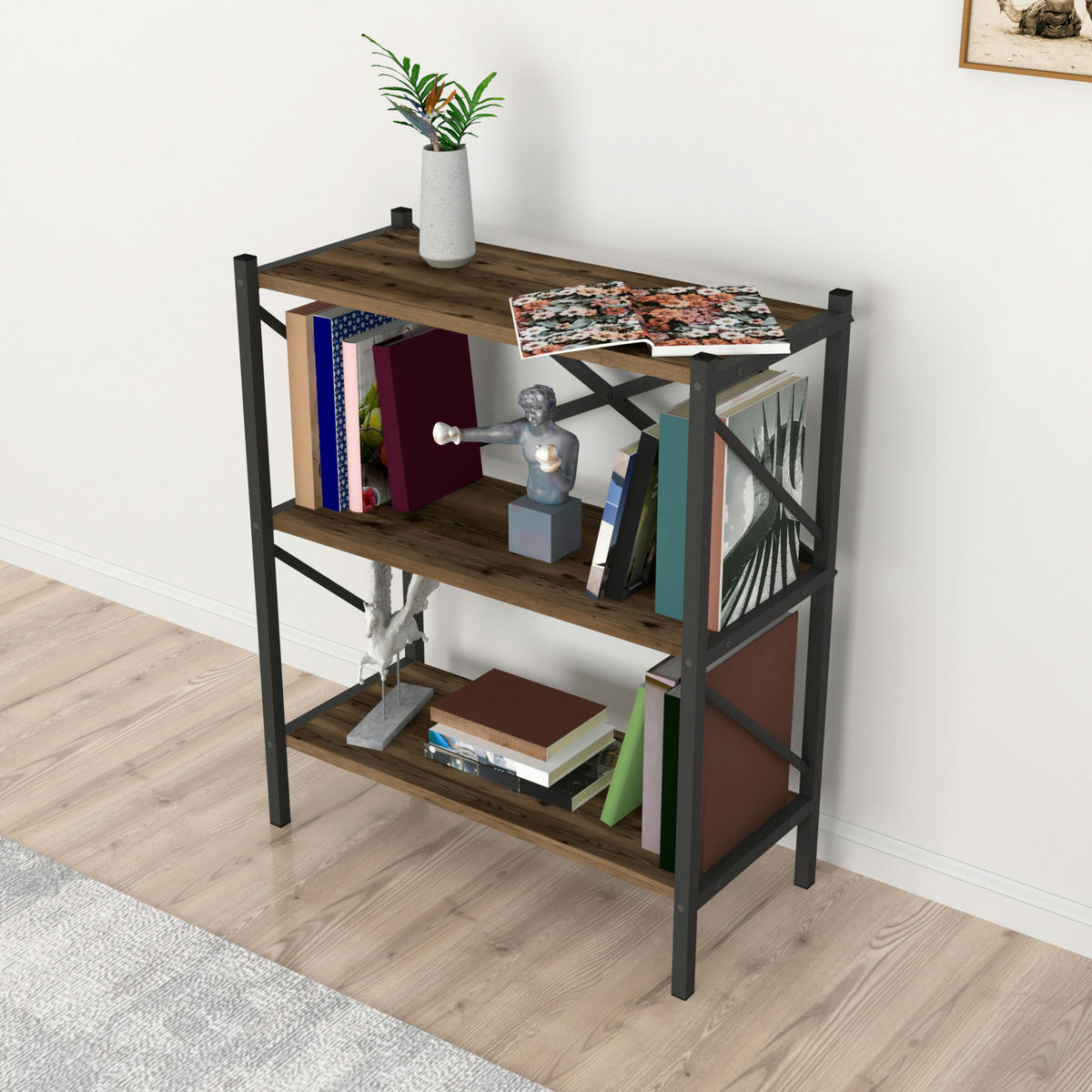 BÜCHERREGAL Vanylven - Braun, Holzwerkstoff (66/85/34cm) - [en.casa]