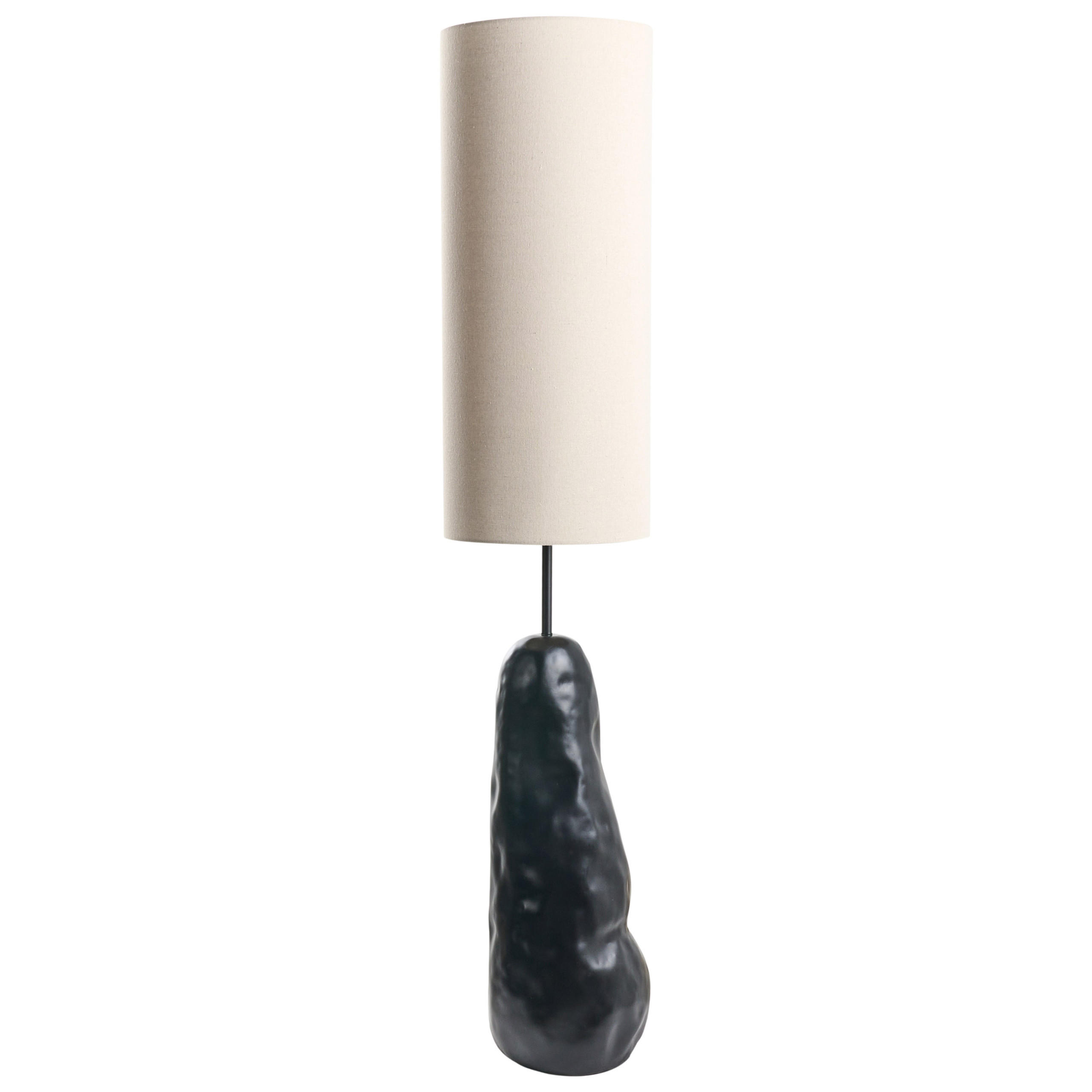 STEHLAMPE Schwarz Selb - Beige/Schwarz, Keramik (28/28/136cm) - Beliani