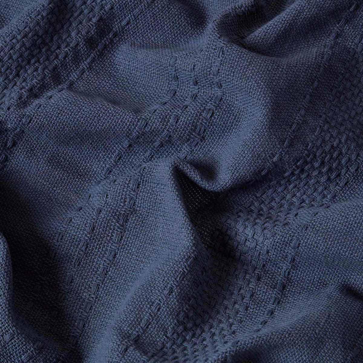 ÜBERWURF Kashi 225/255 cm, Baumwolle mit Fransen - Dunkelblau, Textil (225/255cm) - Homescapes