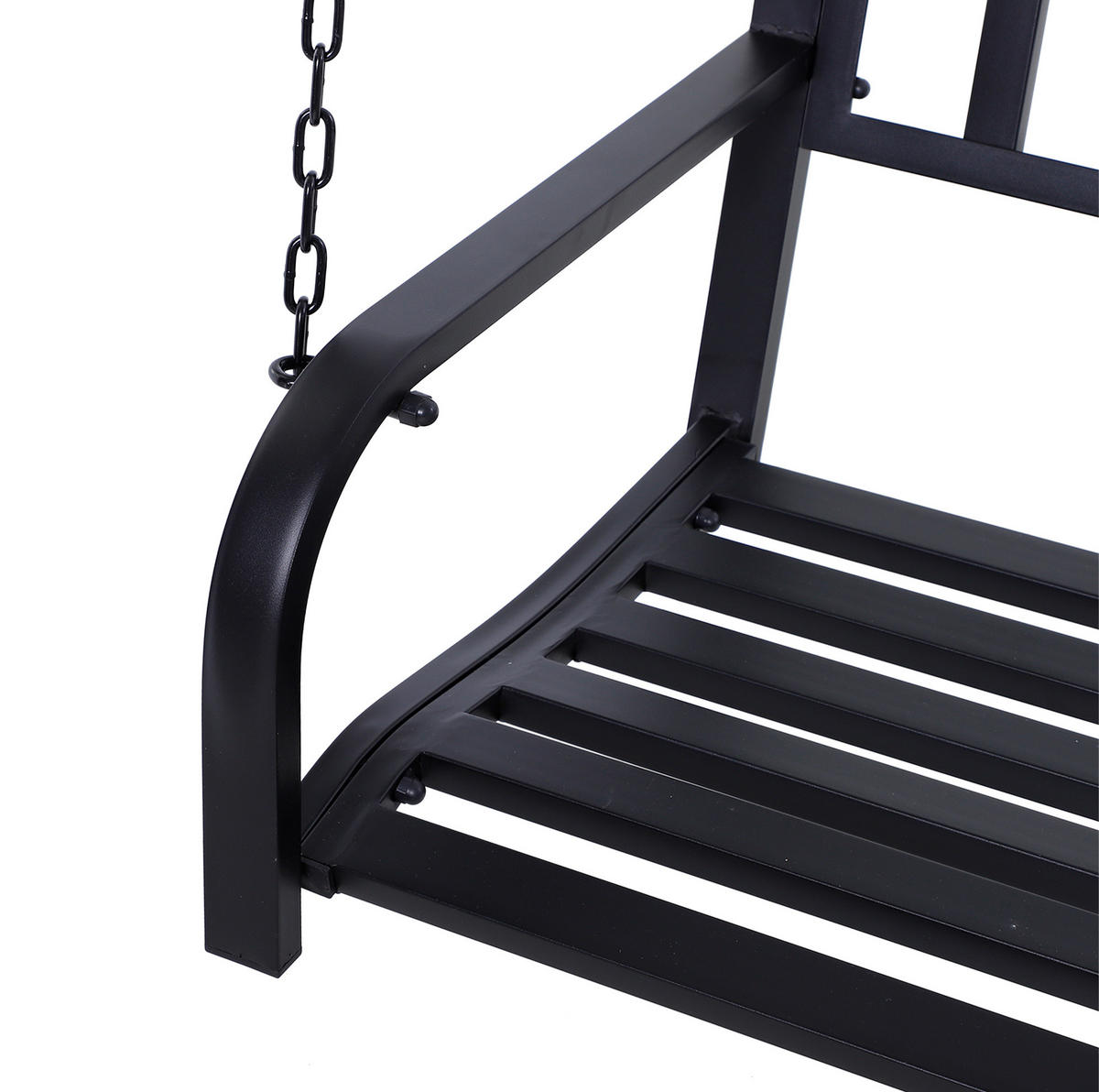 HOLLYWOODSCHAUKEL 127/60 cm mit 2 Metallketten und breiter Sitzfläche, Schwarz - Schwarz, Metall (60/53/127cm) - Redom