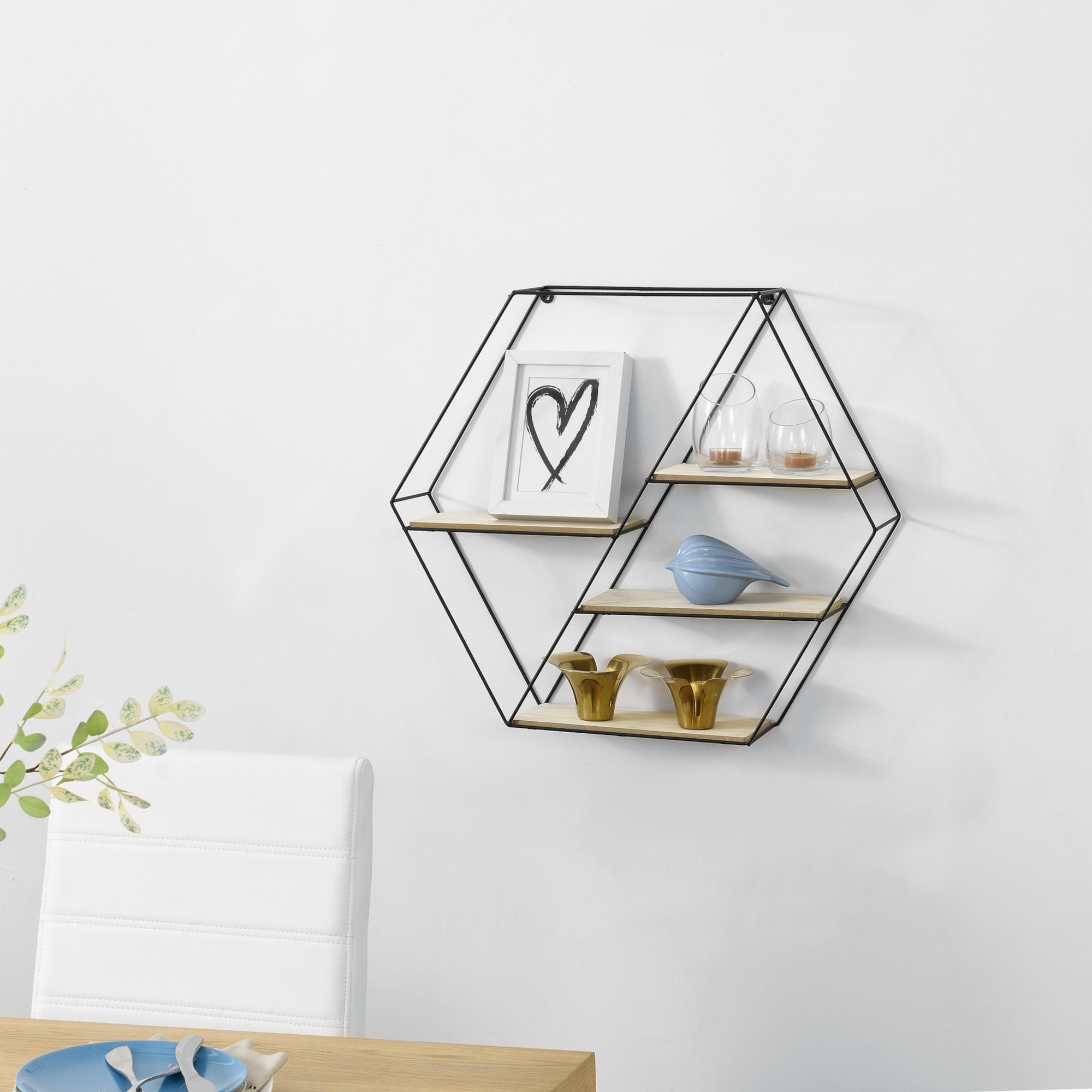WANDREGAL Flint - Schwarz, Holz/Metall (62/53/12cm) - [en.casa]