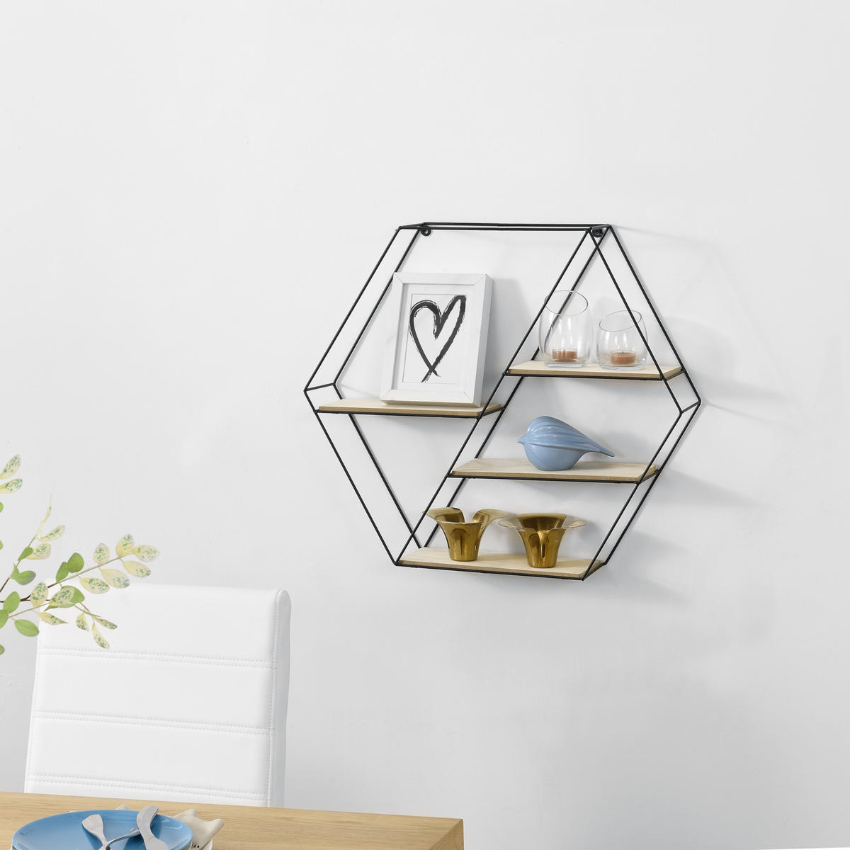 WANDREGAL Flint - Schwarz, Holz/Metall (62/53/12cm) - [en.casa]