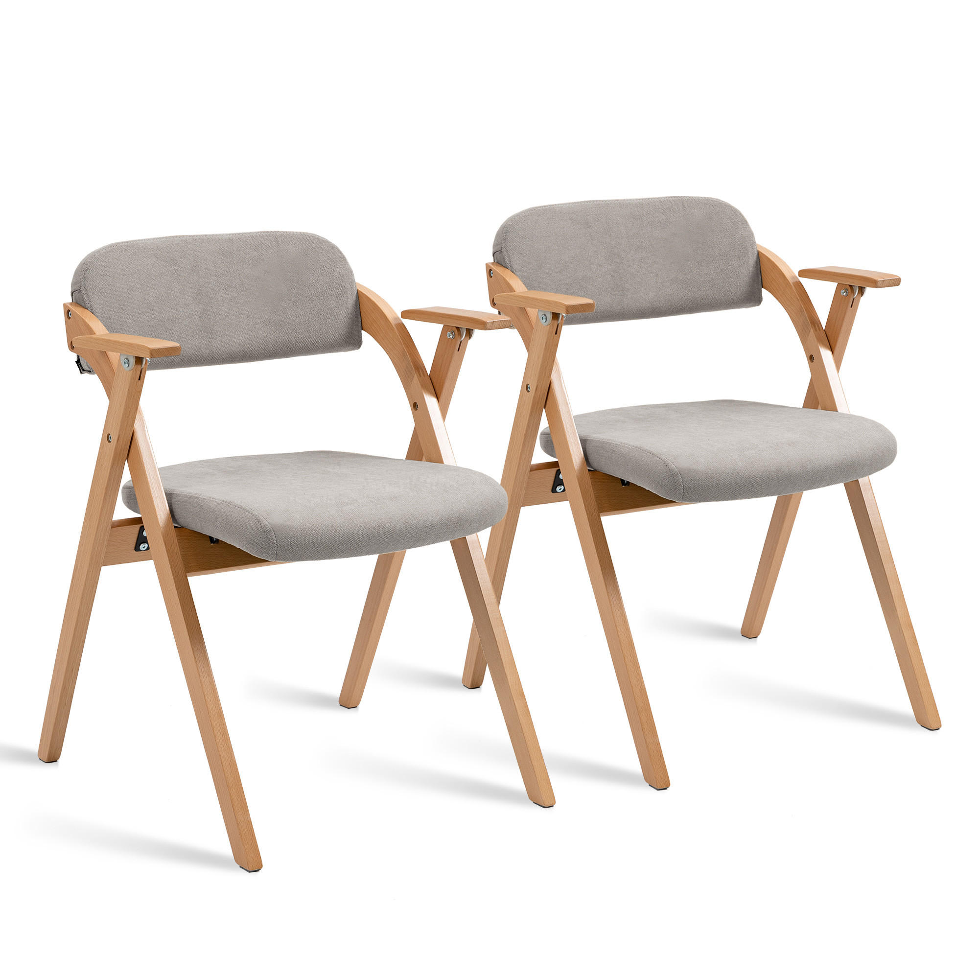 KLAPPSTUHL DE-36270 2er-Set mit Armlehnen Grau - Grau, Holz (60/79/52.5cm) - ComfortXL