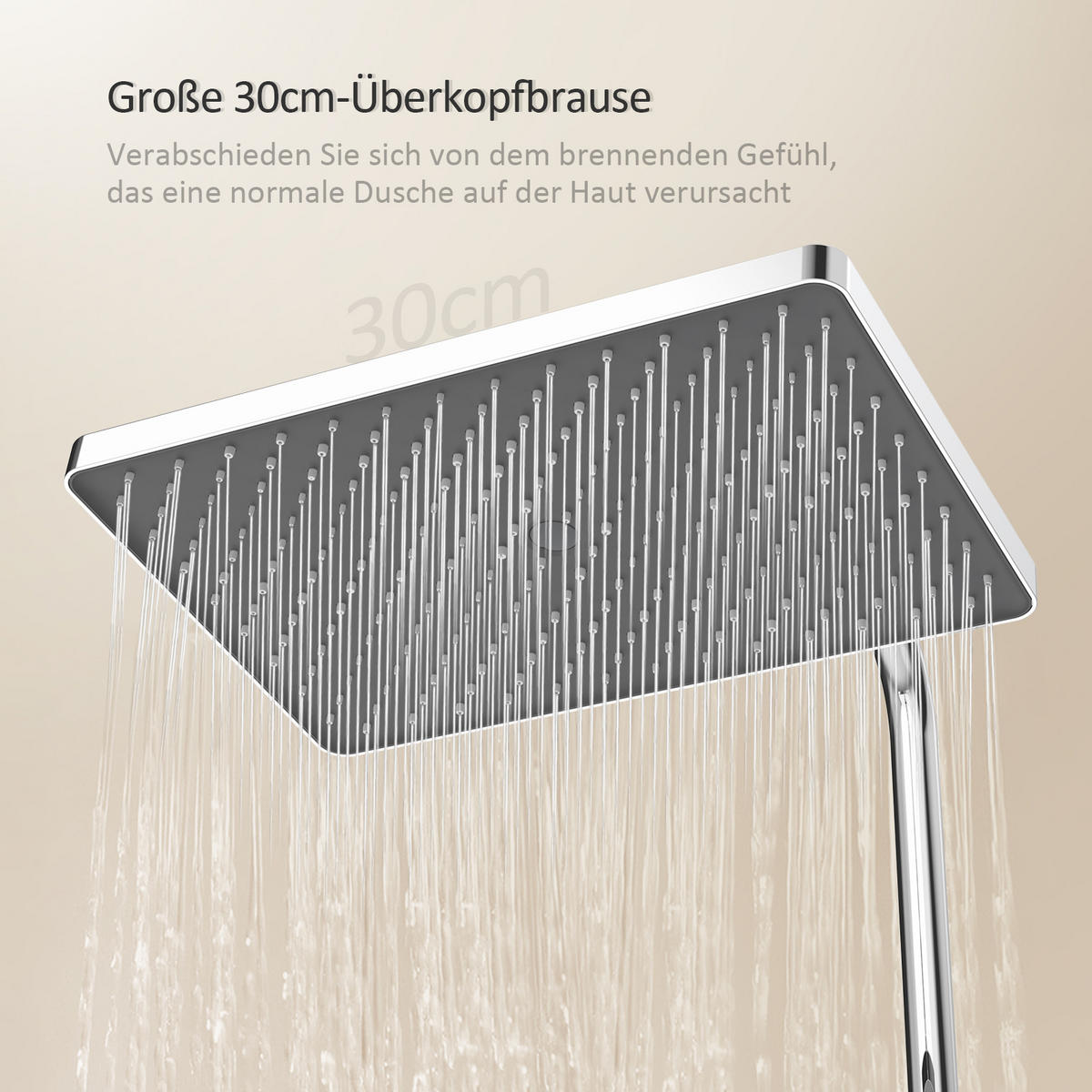 ÜBERKOPFBRAUSESET mit Thermostat Regendusche Chrom - Chromfarben, Metall (36/110/46cm) - EMKE