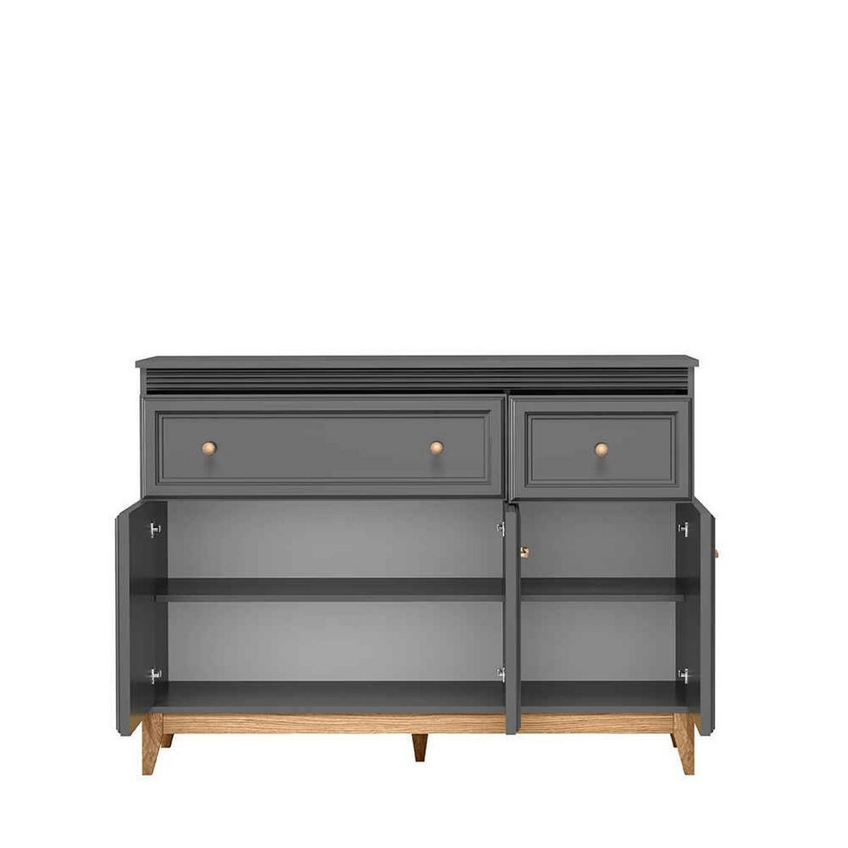 KOMMODE SUOLO 135,5/100/40,5cm mit 2 Schubladen 3 Türen Grau - Grau, Holzwerkstoff (135.5/100/40.5cm) - MASSENO