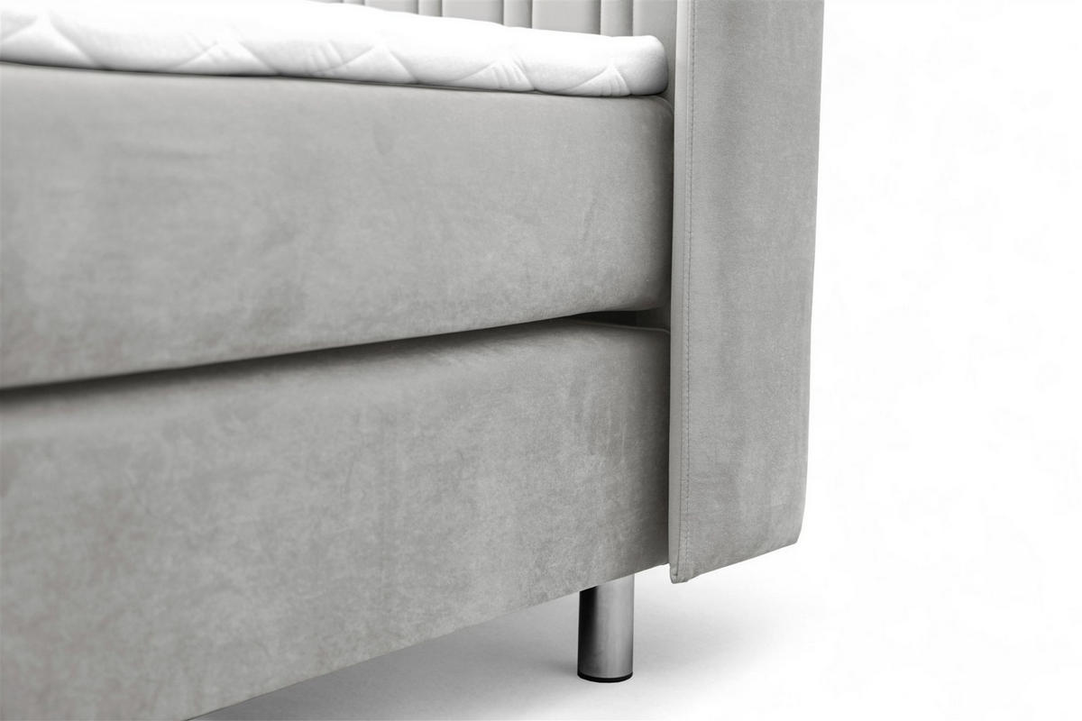 BOXSPRINGBETT Agnus - Hellgrau, Holzwerkstoff/Textil (120/200cm) - Fun Möbel