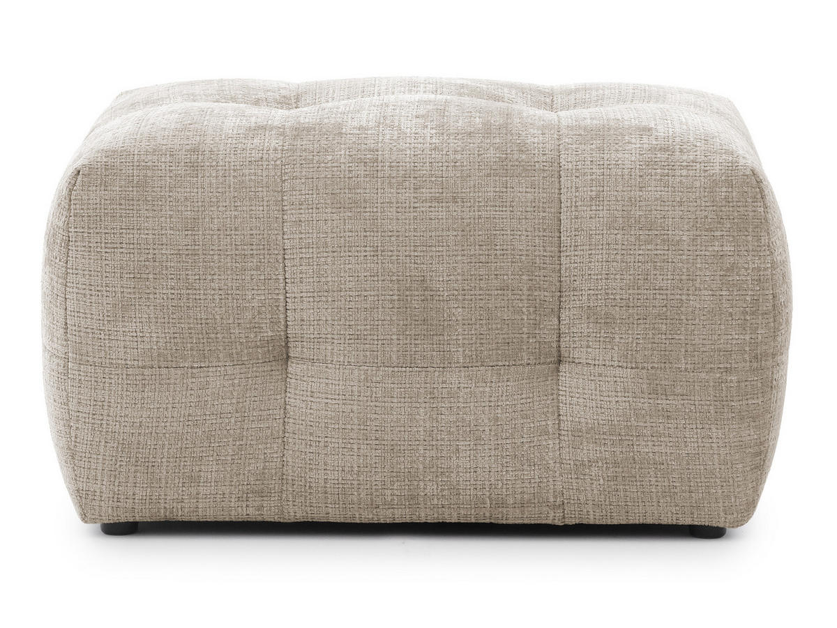 POLSTERHOCKER Kozy im Bumpy-Design aus weichem Dunkelbeige Chenille-Stoff - Beige/Schwarz, Holz/Textil (87/46/68cm) - S-Style Möbel