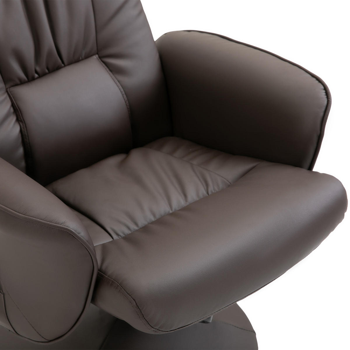 RELAXSESSEL mit Fußhocker, Kunstleder - Braun, Kunststoff/Metall (81/105/76cm) - HOMCOM