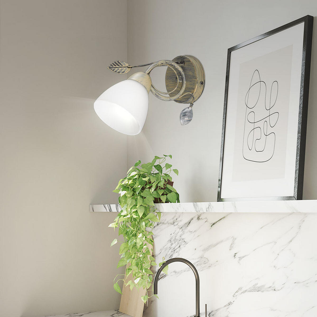 WANDLEUCHTE TRADITIO Silber - Silberfarben, Glas (13/21.5/29cm)