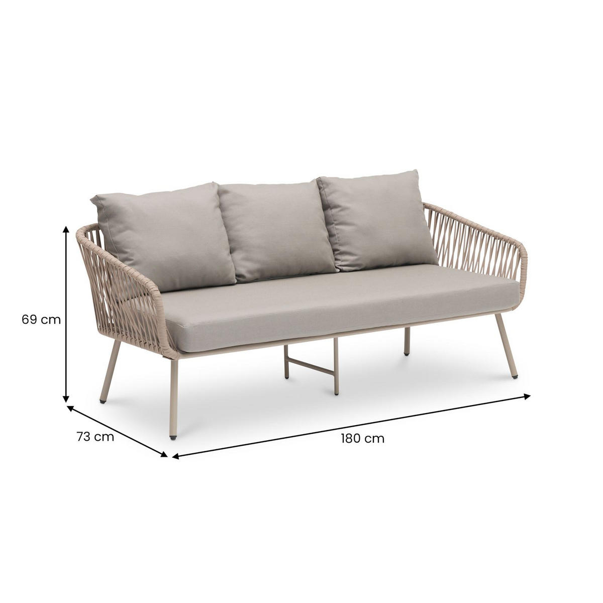 LOUNGEGARNITUR MYKONOS - Beige, Metall - IDIMEX