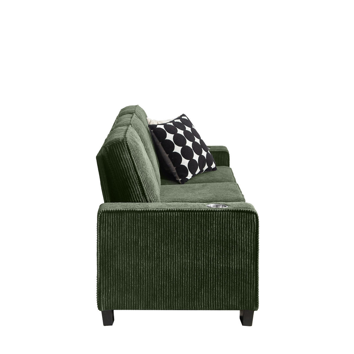 3-SITZER-SOFA DE-35029 mit Getränkehaltern Olivgrün - Grün, Textil (72/86/206cm) - ComfortXL