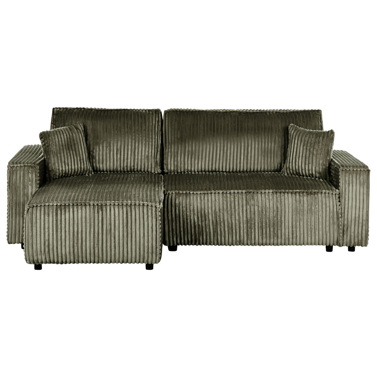 ECKSCHLAFSOFA 3-Sitzer Cord Grün mit Stauraum rechtsseitig Abacka - Grün, Textil (247/147cm) - Beliani