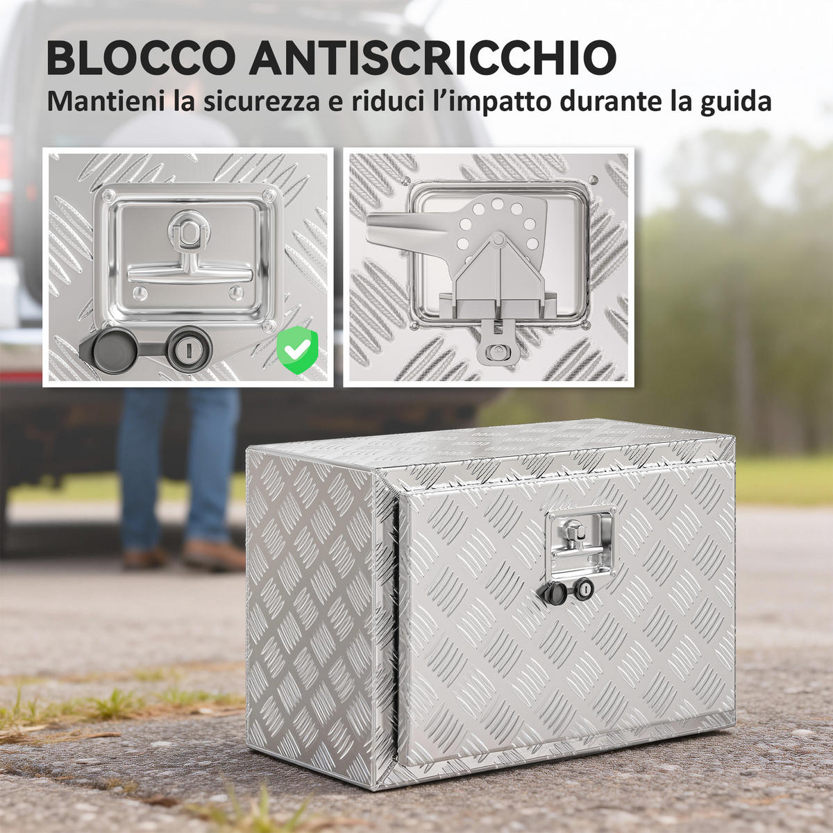 WERKZEUGKASTEN, 76-Liter-Alu-Kasten mit Schloss, 60,9 x 35,5 x 40,6 cm, Silber - Multicolor, Kunststoff (35.5/40.6/60.9cm) - FORIOUS