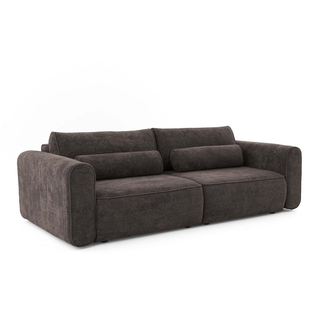 ECKSOFA MOTION mit Schlaffunktion 130x200 Webstoff Braun - Schwarz/Braun, Holz/Textil (250/166cm) - Muffo