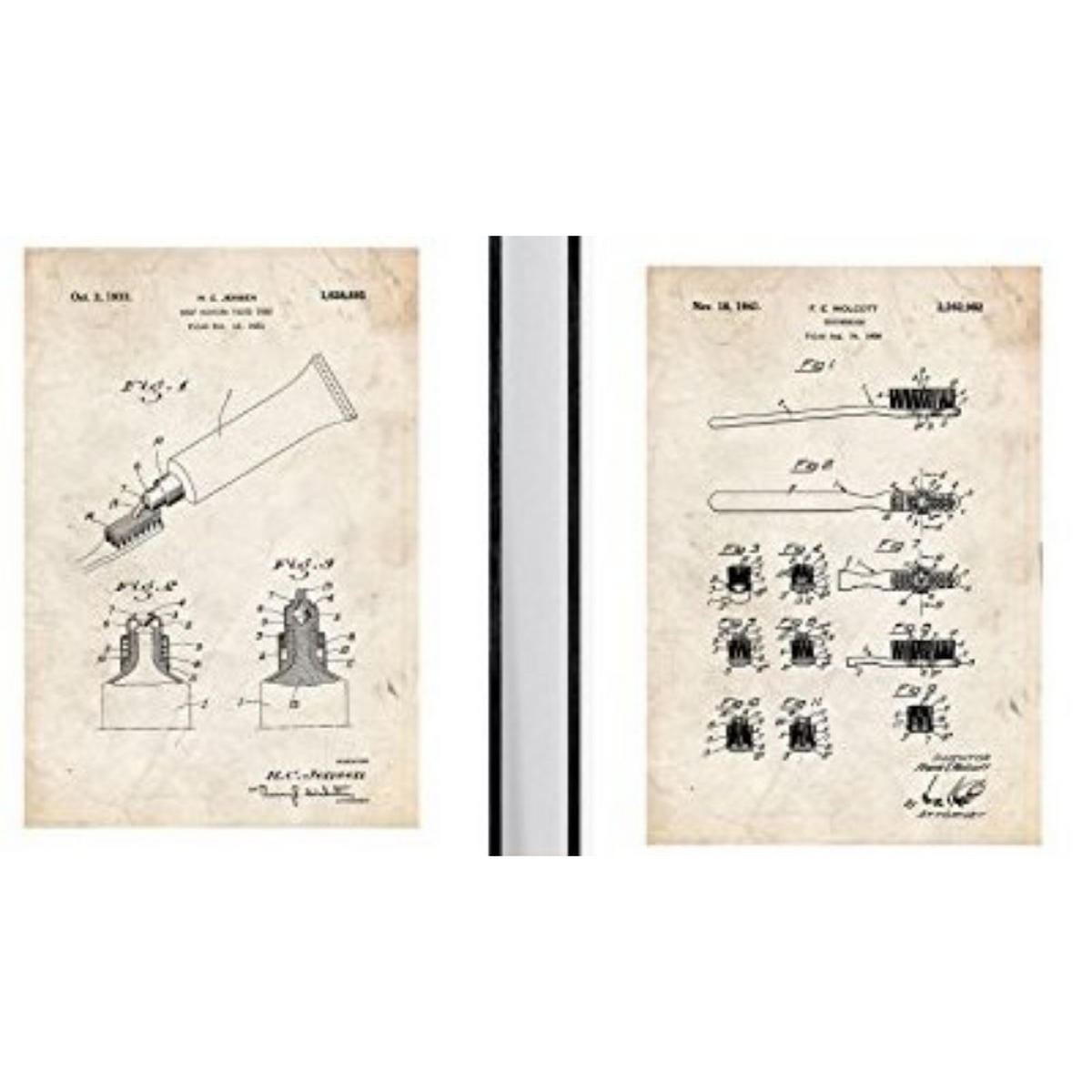 POSTER Set Mit 2 Zahnpflege Patent Set A4 Rahmenlos - Klar, Papier (29.7/5/21cm) - Nacnic