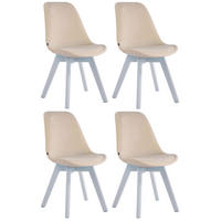 STUHL 4er Set Samt creme - Creme/Weiß, Holz/Textil (48/84/55cm) - CLP