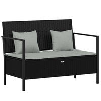 GARTENBANK mit Stauraum und Hellgrau Kissen, 2-Sitzer, 112/59/82,5 cm, aus Poly Rattan und Stahl, in Schwarz - Schwarz, Kunststoff (112/82.5/59cm) - vidaXL