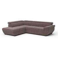 ECKSOFA mit Schlaffunktion und Bettkasten, verstellbare Kopflehnen - Taupe/Schwarz, Kunststoff/Textil (262/224cm) - Cotta