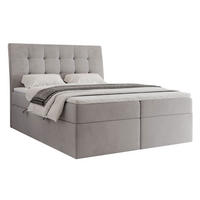 BOXBETT BAILEY 160/200 cm mit Matratze und Topper, Grau - Schwarz/Grau, Textil/Metall (160/200cm) - Idohome