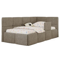 DĚTSKÁ POSTEL ARVO ALTA 90/200 - Světle hnědý Strukturovaná látka - Pravá - světle hnědá, textil (90/200cm) - MKS