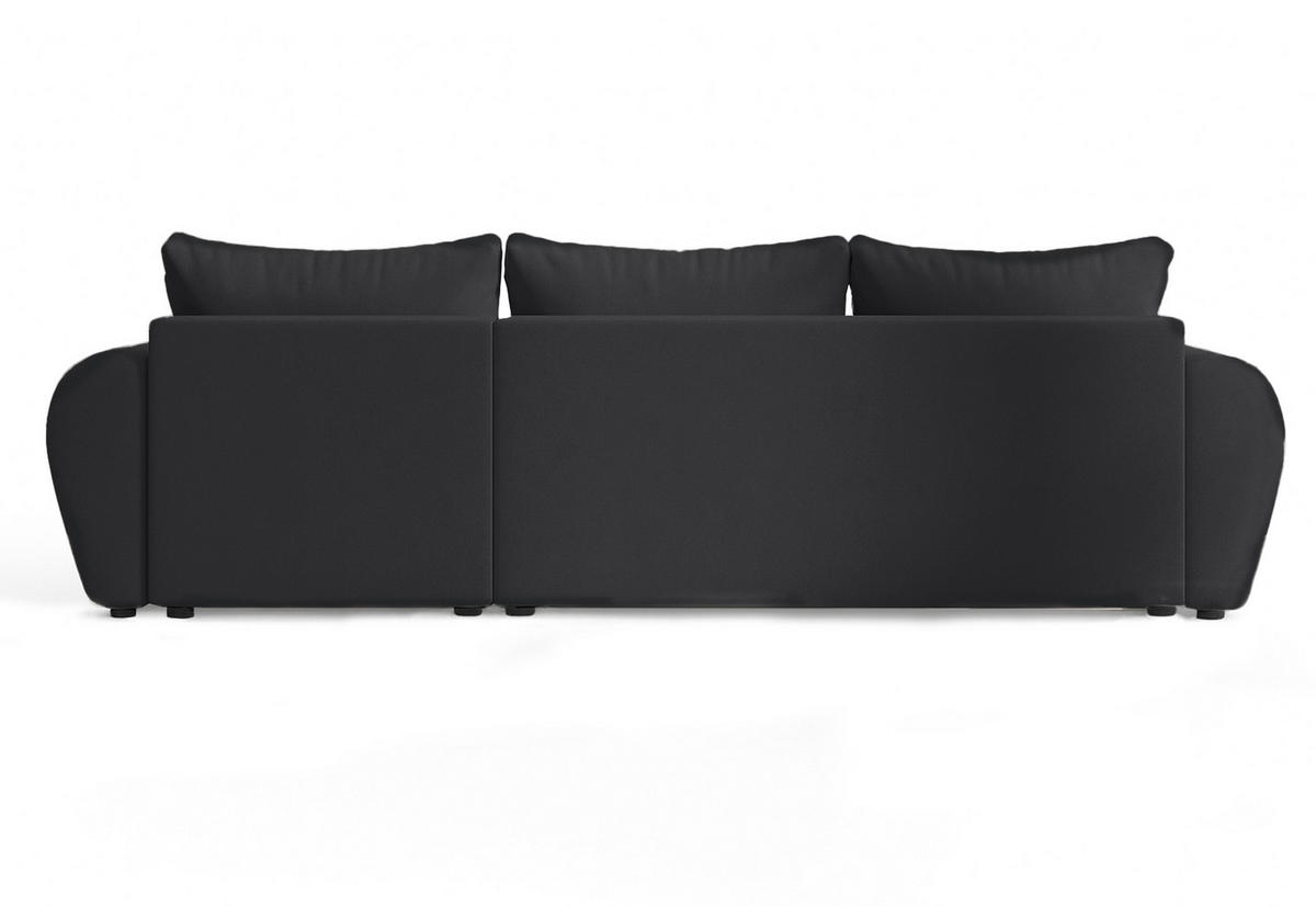 ECKSOFA L Form Malatya Schwarz 246/145/80 cm stilvolle mit Schlaffunktion R - Schwarz, Kunststoff/Textil (246/145cm) - AX Living