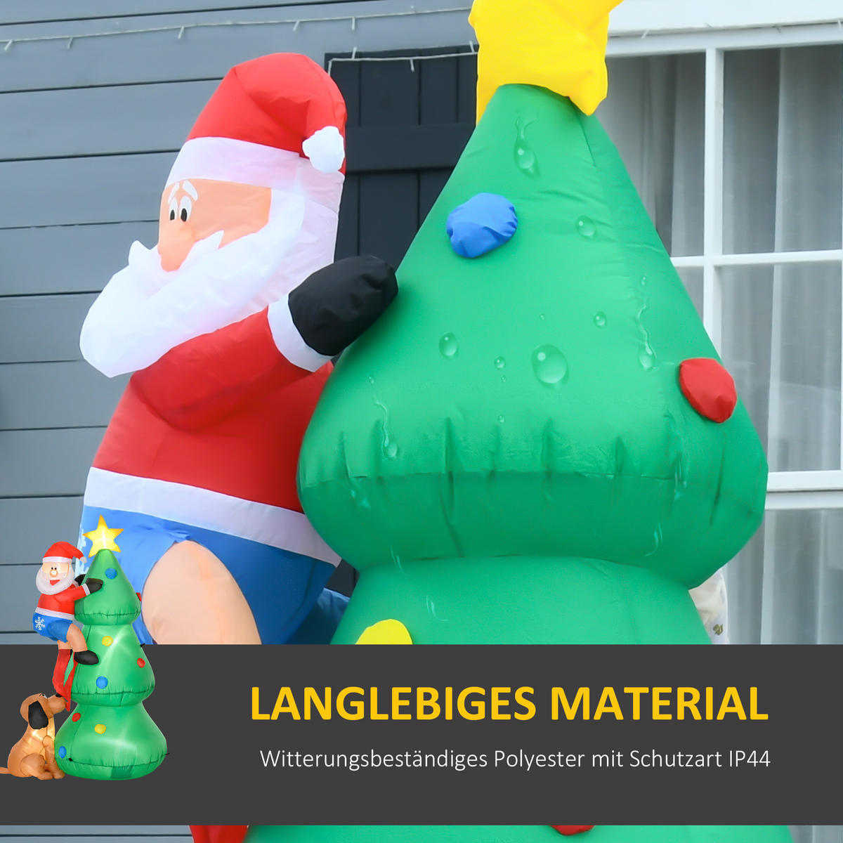 WEIHNACHTSAUFBLASFIGUR Grün 123.0/85.0/180.0cm - Grün, Textil (85/180/123cm)