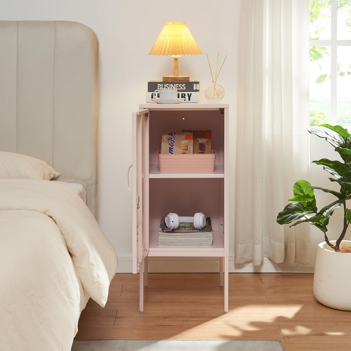 NACHTTISCH Hausjärvi - Rosa, Metall (35/82/35cm) - [en.casa]