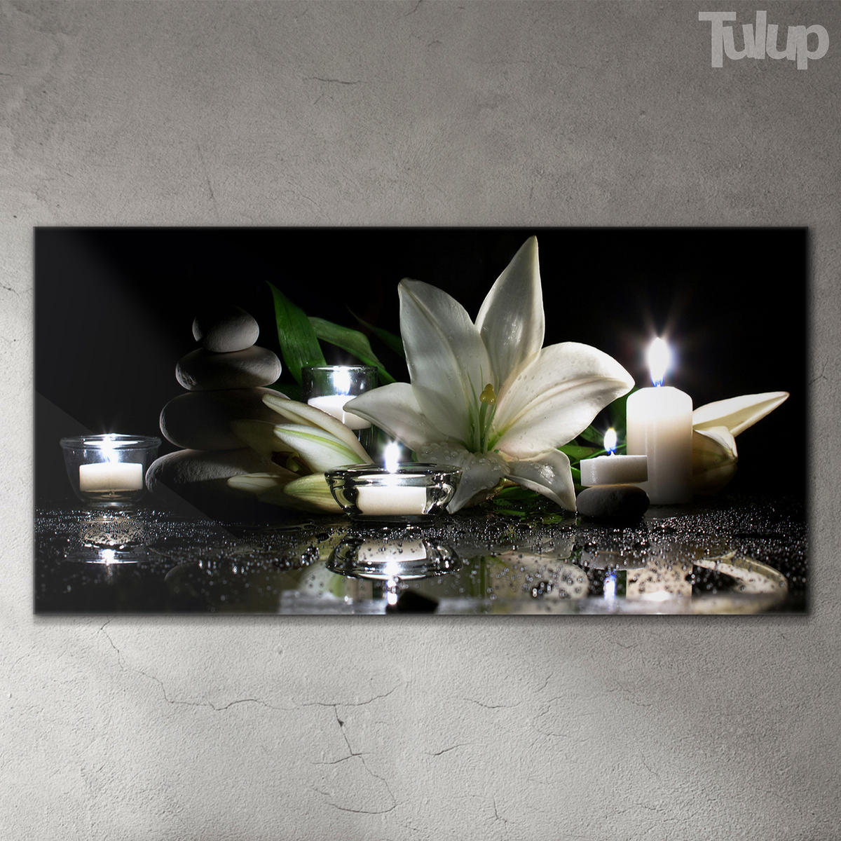 GLASBILD 120x60 cm Lilienblume - Smaragdgrün/Schwarz, Glas (120/60cm) - TULUP