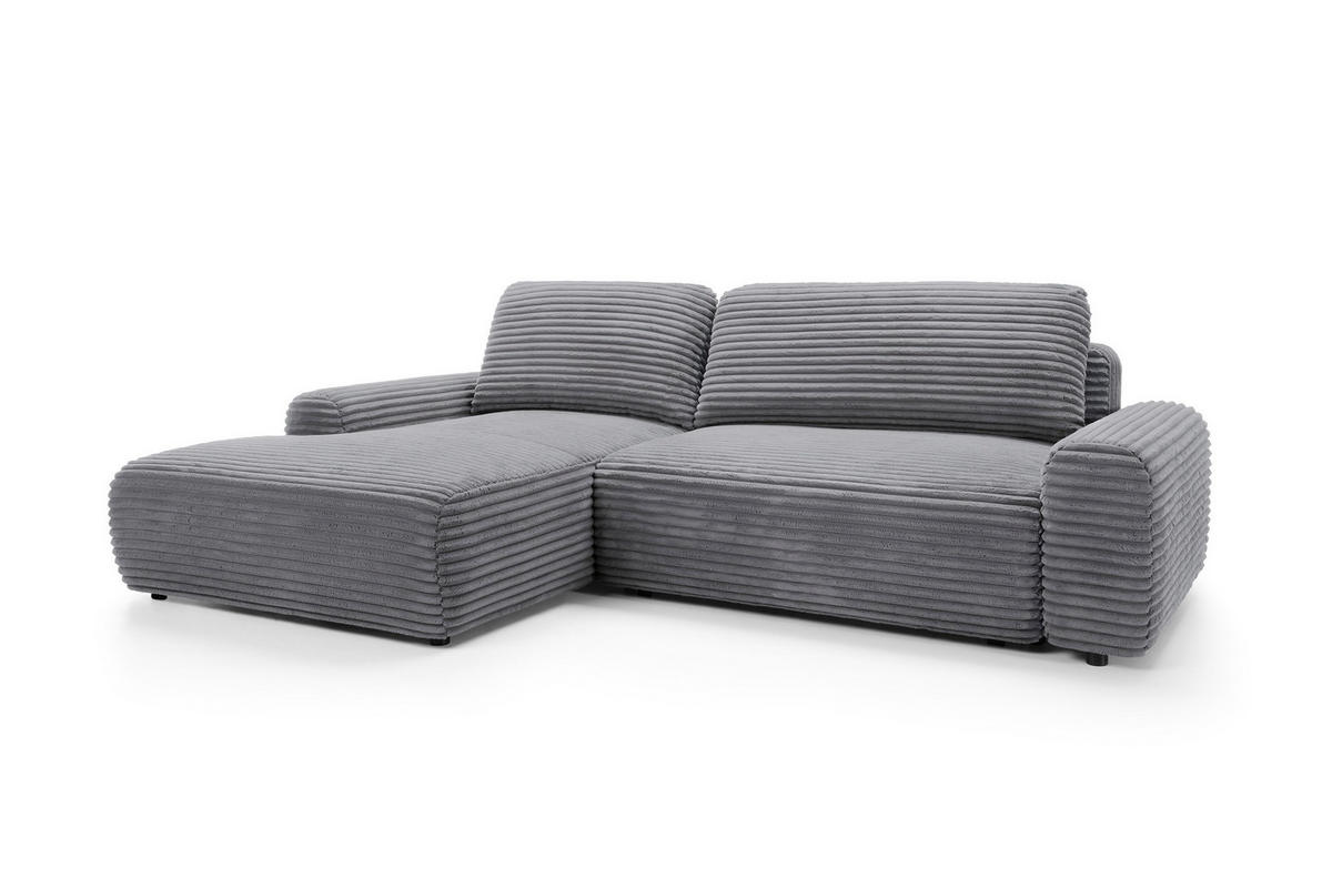 ECKSOFA Cordina Anthrazit, mit Schlaffunktion und Bettzeugbehälter, linke seite - Anthrazit, Holzwerkstoff (264/162cm) - Bettso