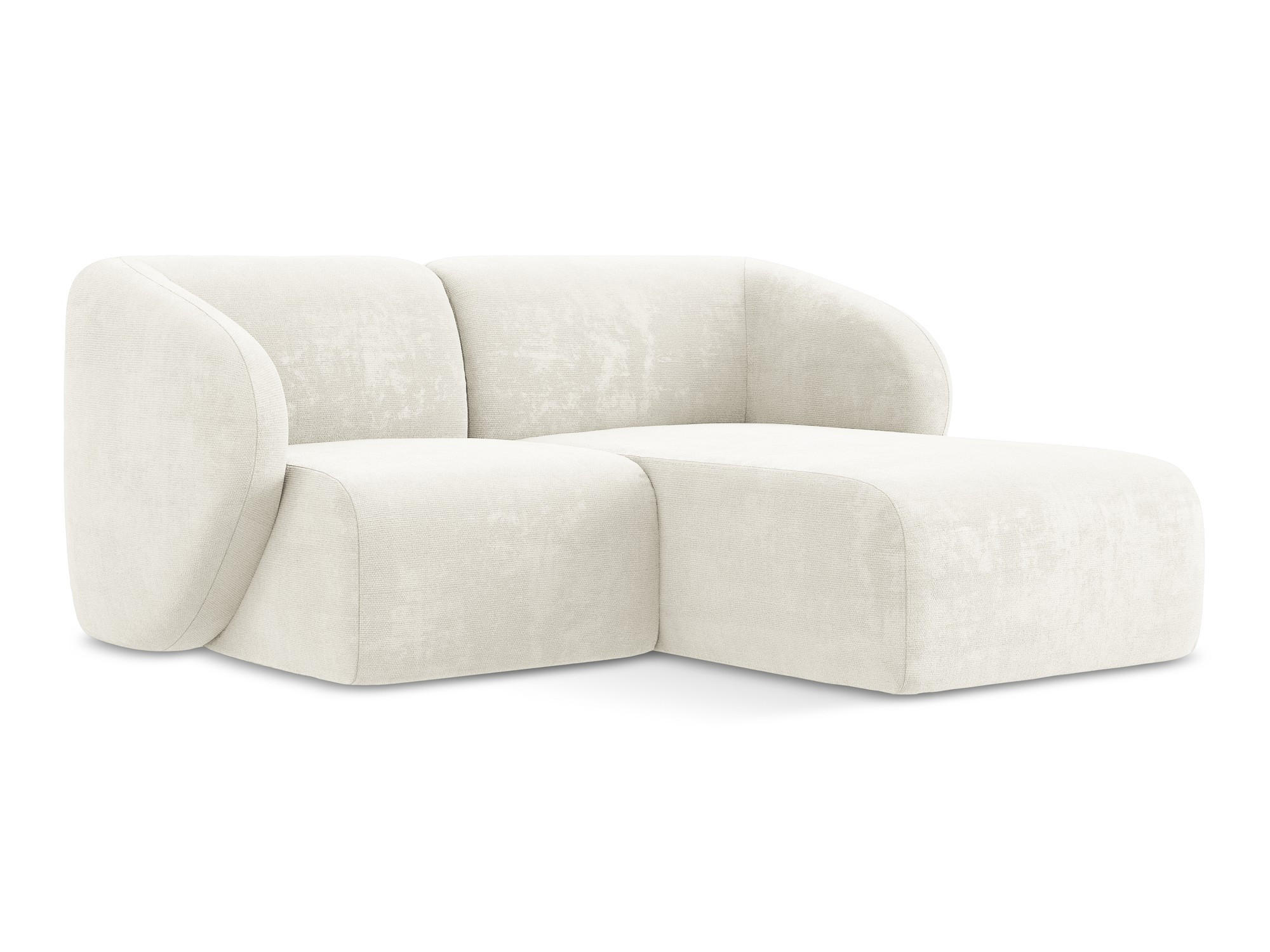 ECKSOFA Rechts Chenille Stoff Weiß - Schwarz/Weiß, Holzwerkstoff/Kunststoff (178/166cm) - Makamii