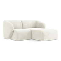 ECKSOFA Rechts Chenille Stoff Weiß - Schwarz/Weiß, Holzwerkstoff/Kunststoff (178/166cm) - Makamii