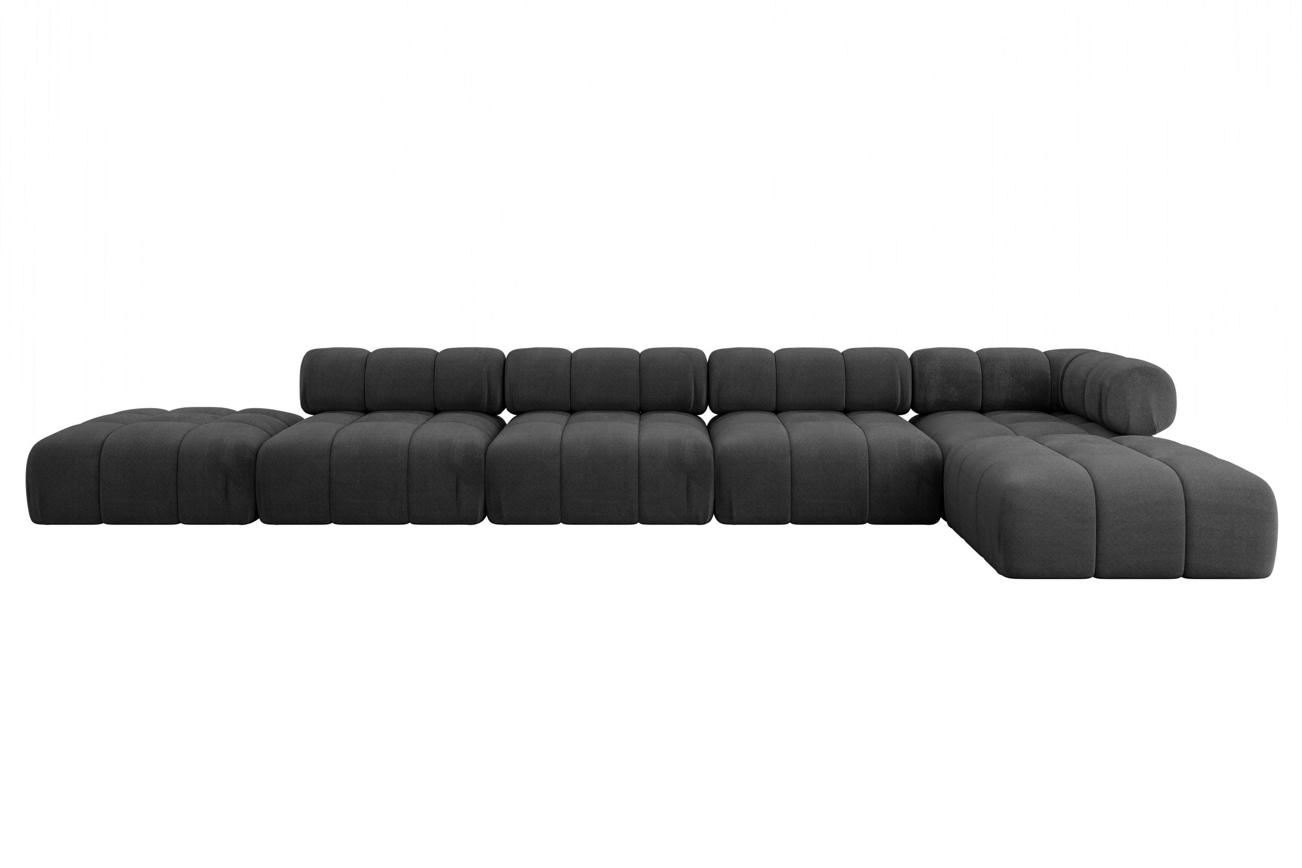 ECKSOFA modulares Sofa Kerru-L3 - 475x190x70 cm Schwarz Velours - Schwarz, Holzwerkstoff/Textil (475/190cm) - ALTDECOR