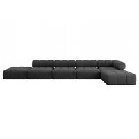 ECKSOFA modulares Sofa Kerru-L3 - 475x190x70 cm Schwarz Velours - Schwarz, Holzwerkstoff/Textil (475/190cm) - ALTDECOR