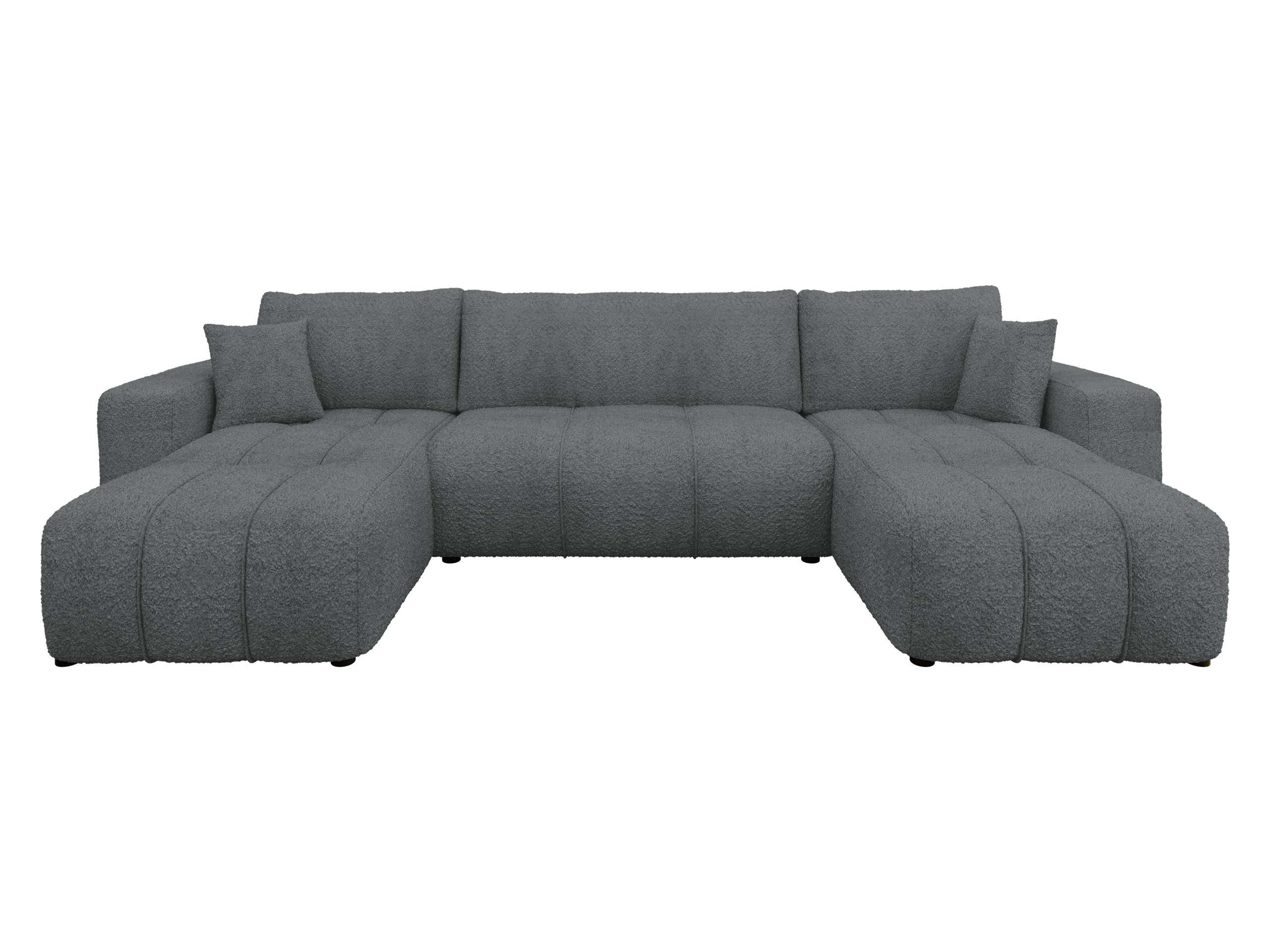 WOHNLADNSCHAFT Furyn U Boucle - Dunkelgrau/Schwarz, Holzwerkstoff/Kunststoff (312/82/145cm) - MIRJAN24