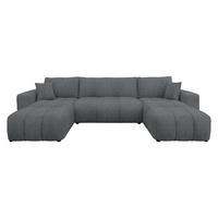 WOHNLADNSCHAFT Furyn U Boucle - Dunkelgrau/Schwarz, Holzwerkstoff/Kunststoff (312/82/145cm) - MIRJAN24