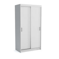 SCHWEBETÜRENSCHRANK NICOLA 110/215/60 cm 2-türig mit Spiegel Weiß - Weiß, Holzwerkstoff (110/215/60cm) - MASSENO