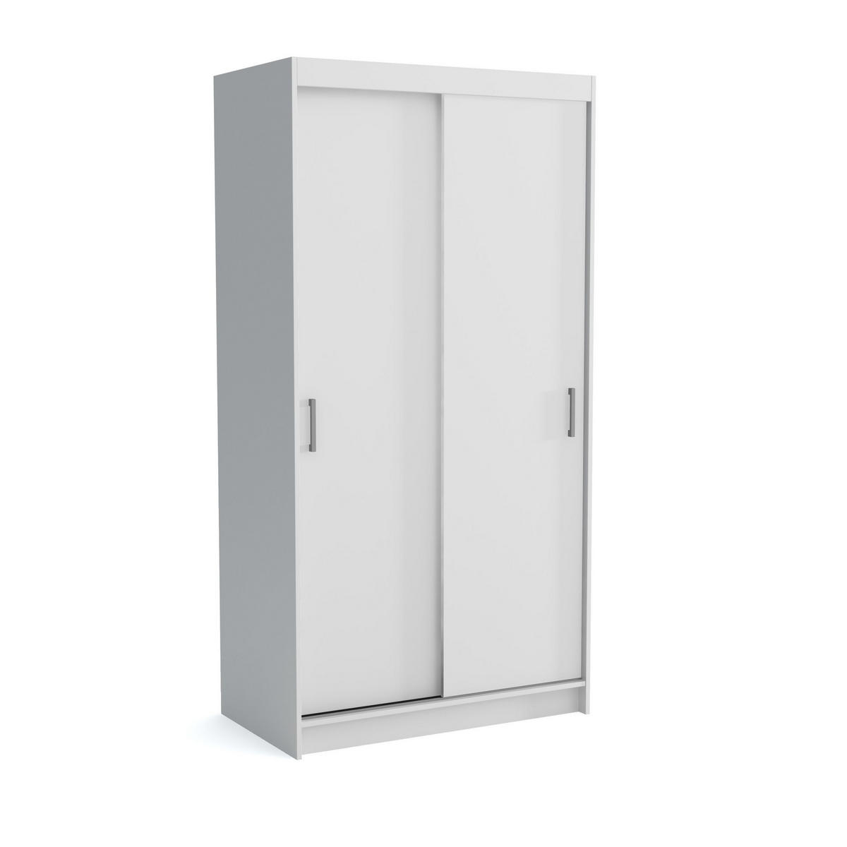 SCHWEBETÜRENSCHRANK NICOLA 110/215/60 cm 2-türig mit Spiegel Weiß - Weiß, Holzwerkstoff (110/215/60cm) - MASSENO