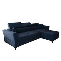 ECKSOFA L Form Ribella Blau 265/180/100 cm Rechts mit Schlaffunktion - Schwarz/Dunkelblau, Textil/Metall (265/180cm) - AX Living