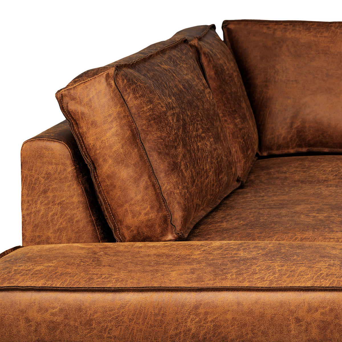 ECKSOFA mit Ottomane - Cognac/Anthrazit, Textil/Metall (258/225cm) - home24