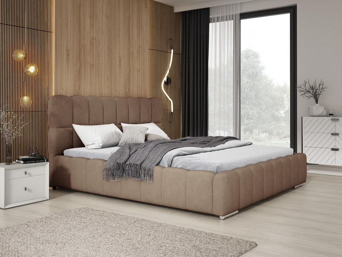 POLSTERBETT 180x200 cm Avilla mit Bettkasten, Lattenrost, Boucle, Braun - Braun, Holz/Textil (180/200cm) - Emporius