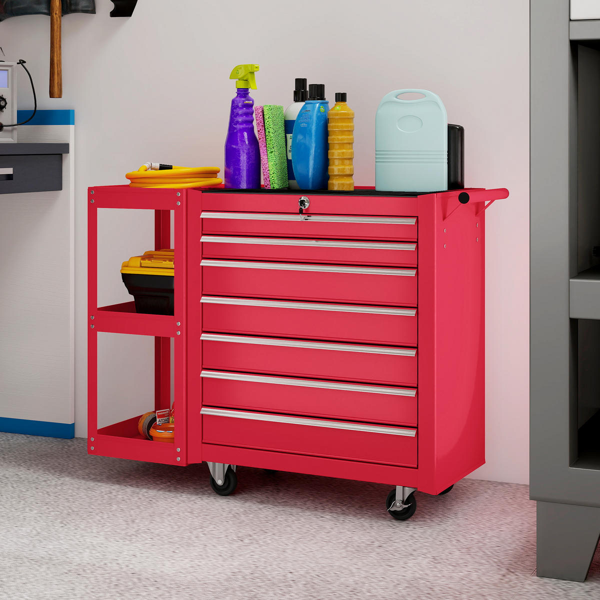 WERKSTATTWAGEN Stahl EVA Rot - Rot, Metall (33.5/75/96cm) - HOMCOM